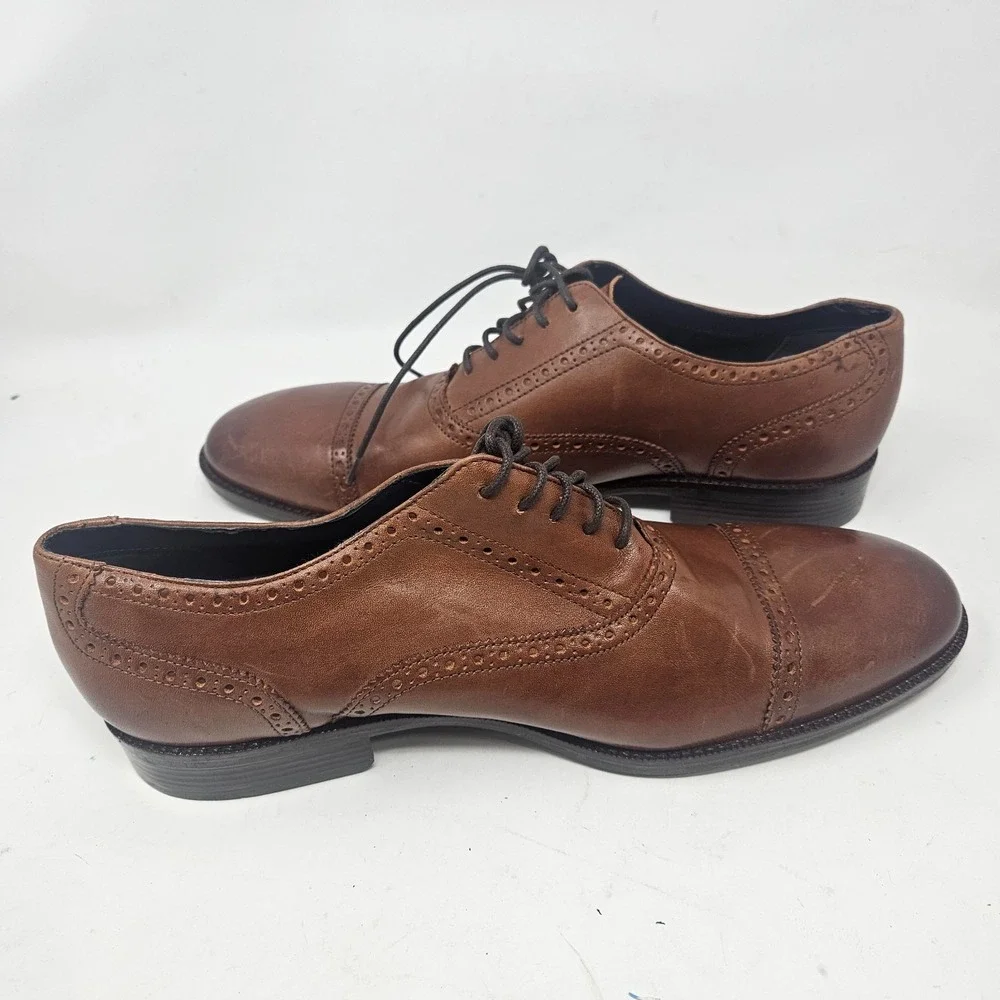 Cole Haan Mens Wayne Brown Leather Cap Toe Oxford Lace Up Shoes Size 13M C30689